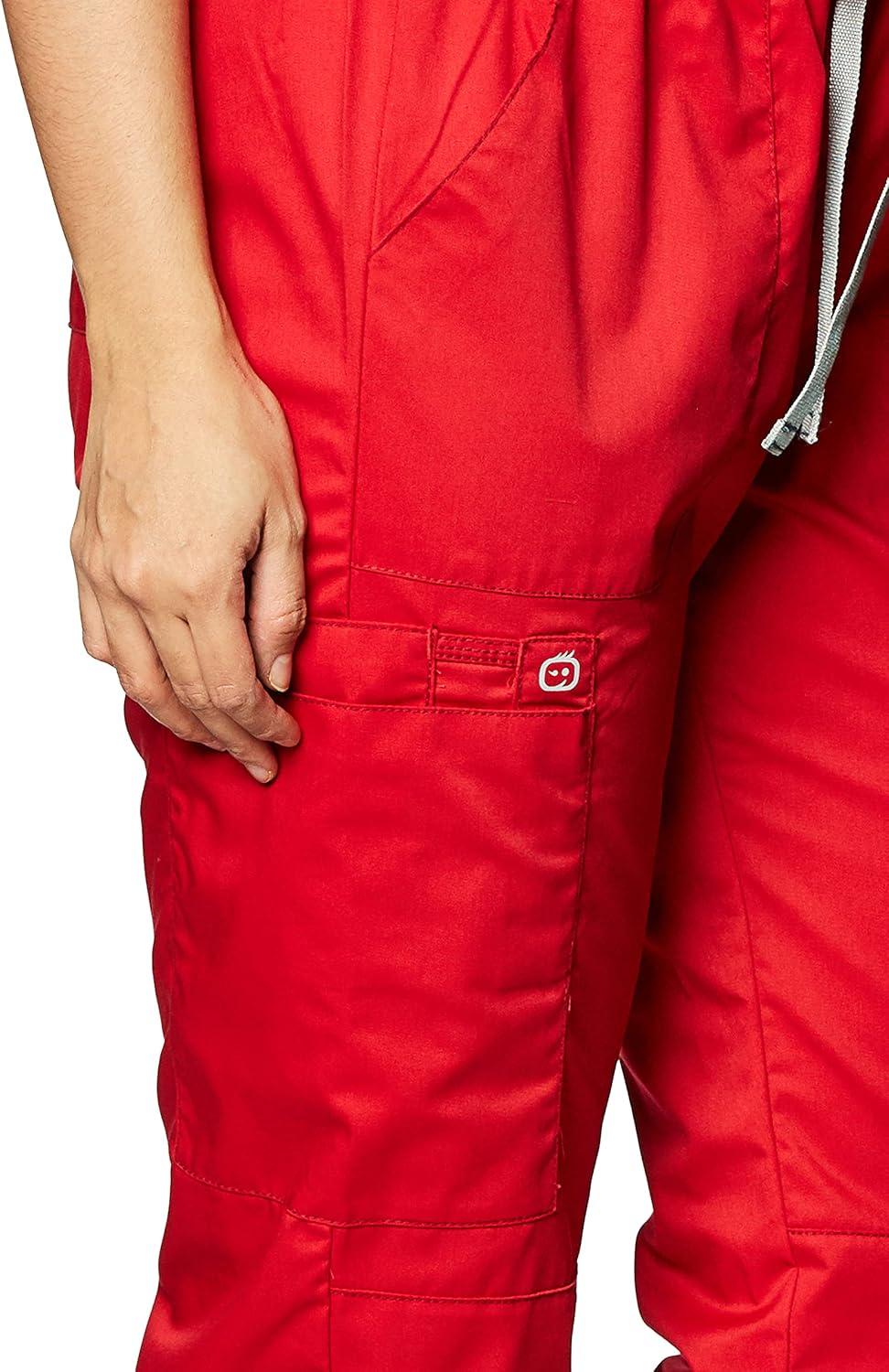 WonderWink Women’s Petite-Plus-Size Wonderwork Straight Leg Cargo Scrub Pant(Red)