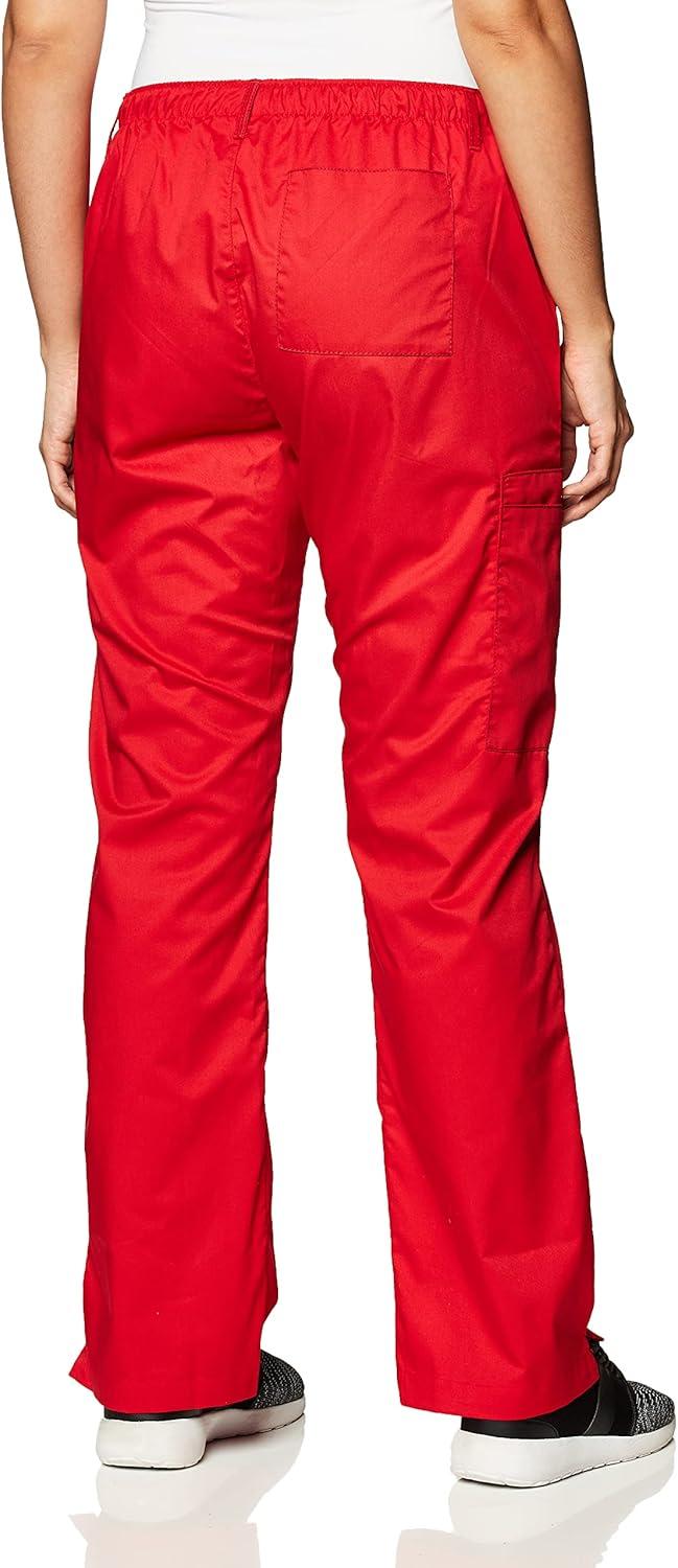 WonderWink Women’s Petite-Plus-Size Wonderwork Straight Leg Cargo Scrub Pant(Red)