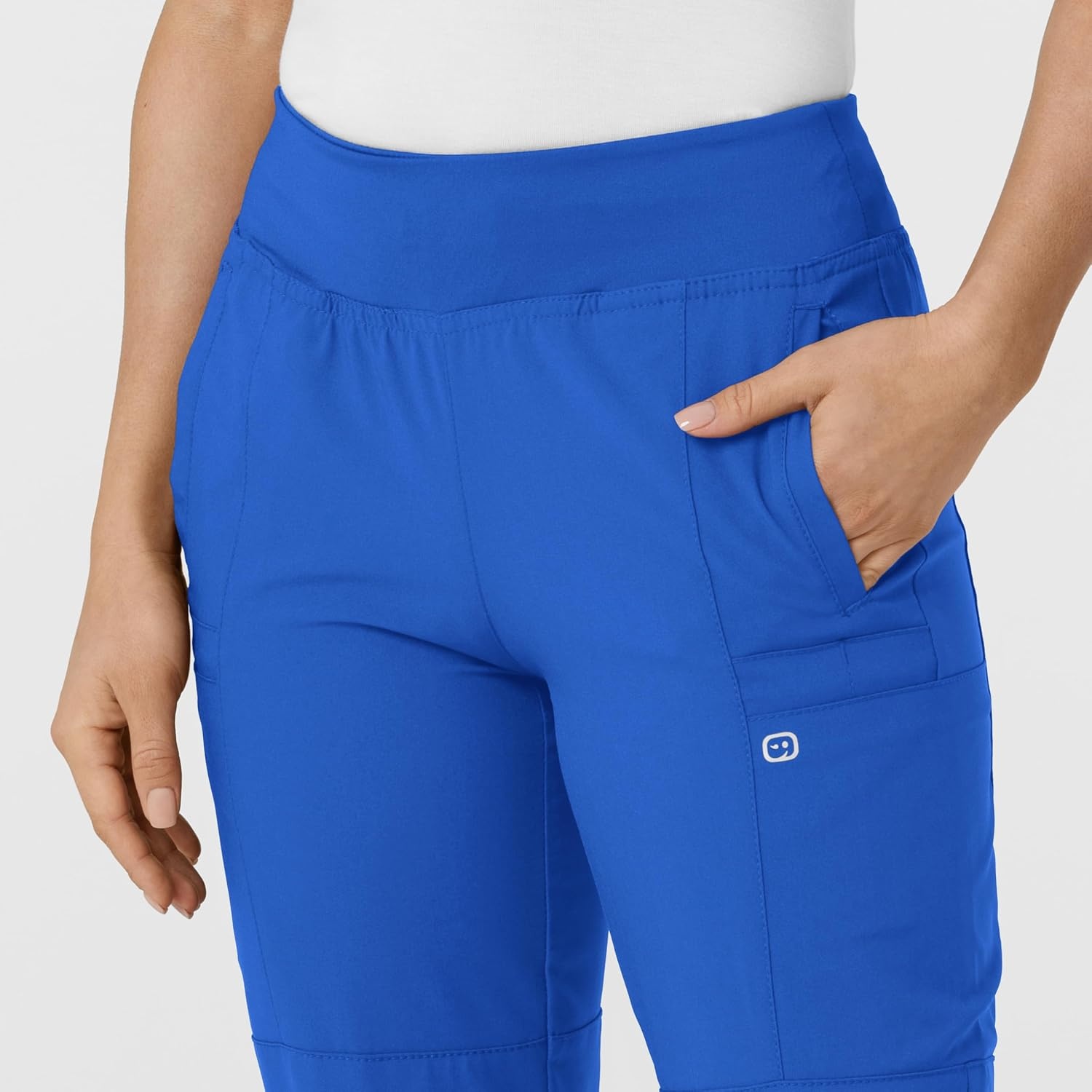 WINK Scrubs for Women, W123, Comfort Waist Cargo Joggers Pants with 8 Pockets(Royal)