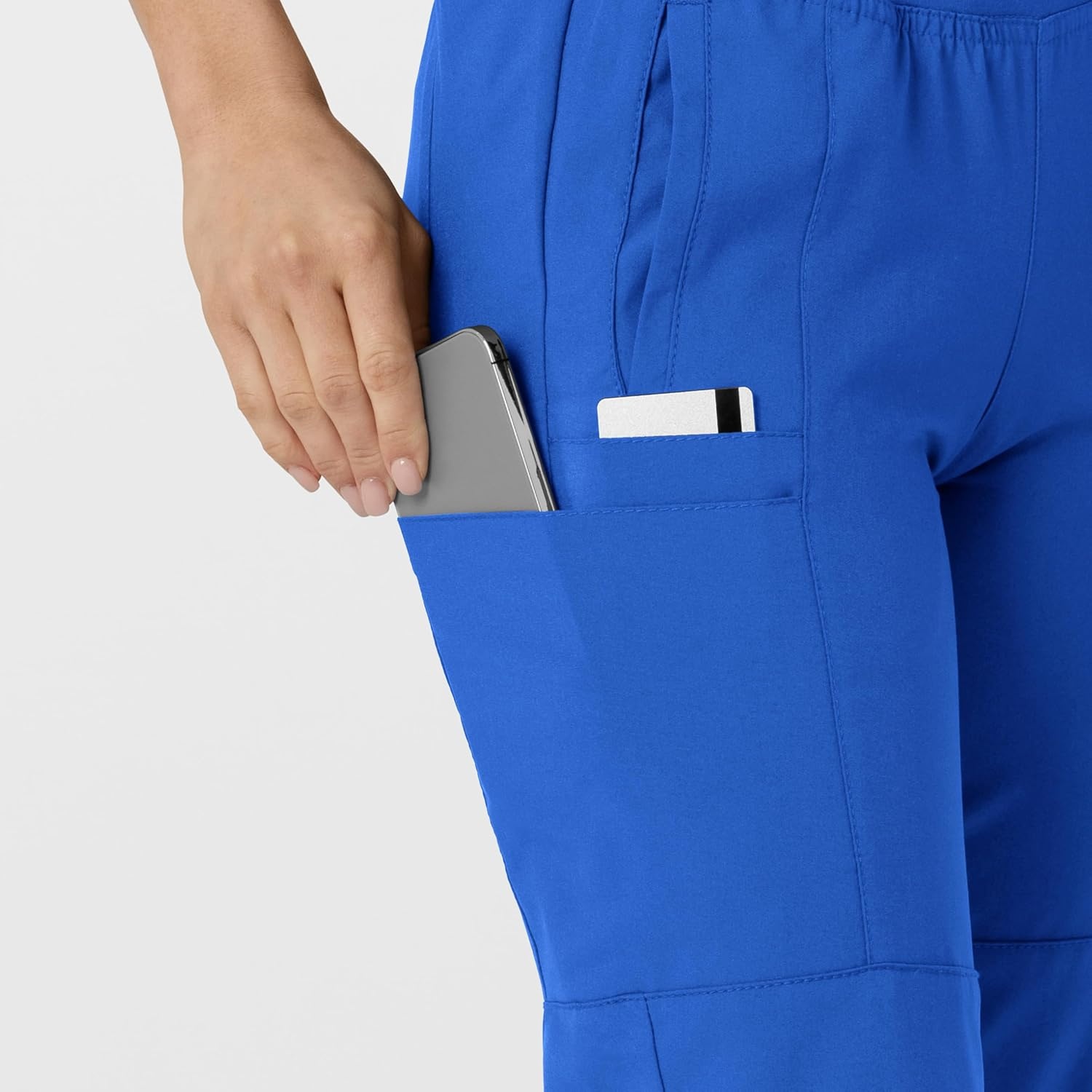WINK Scrubs for Women, W123, Comfort Waist Cargo Joggers Pants with 8 Pockets(Royal)