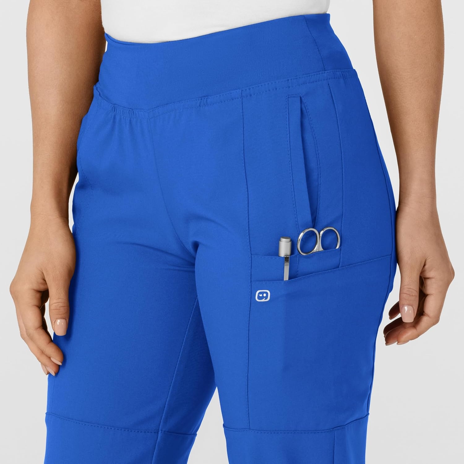 WINK Scrubs for Women, W123, Comfort Waist Cargo Joggers Pants with 8 Pockets(Royal)
