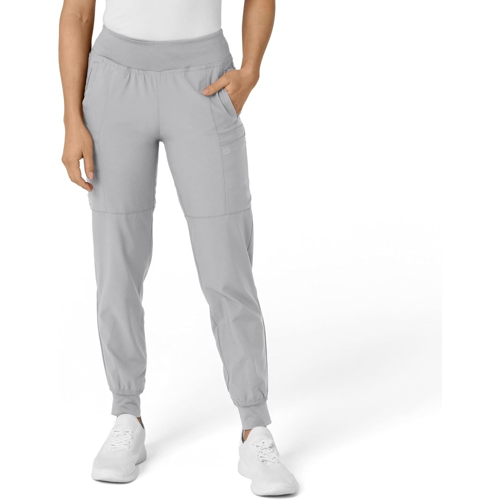 WINK Scrubs for Women, W123, Comfort Waist Cargo Joggers Pants with 8 Pockets(Grey)