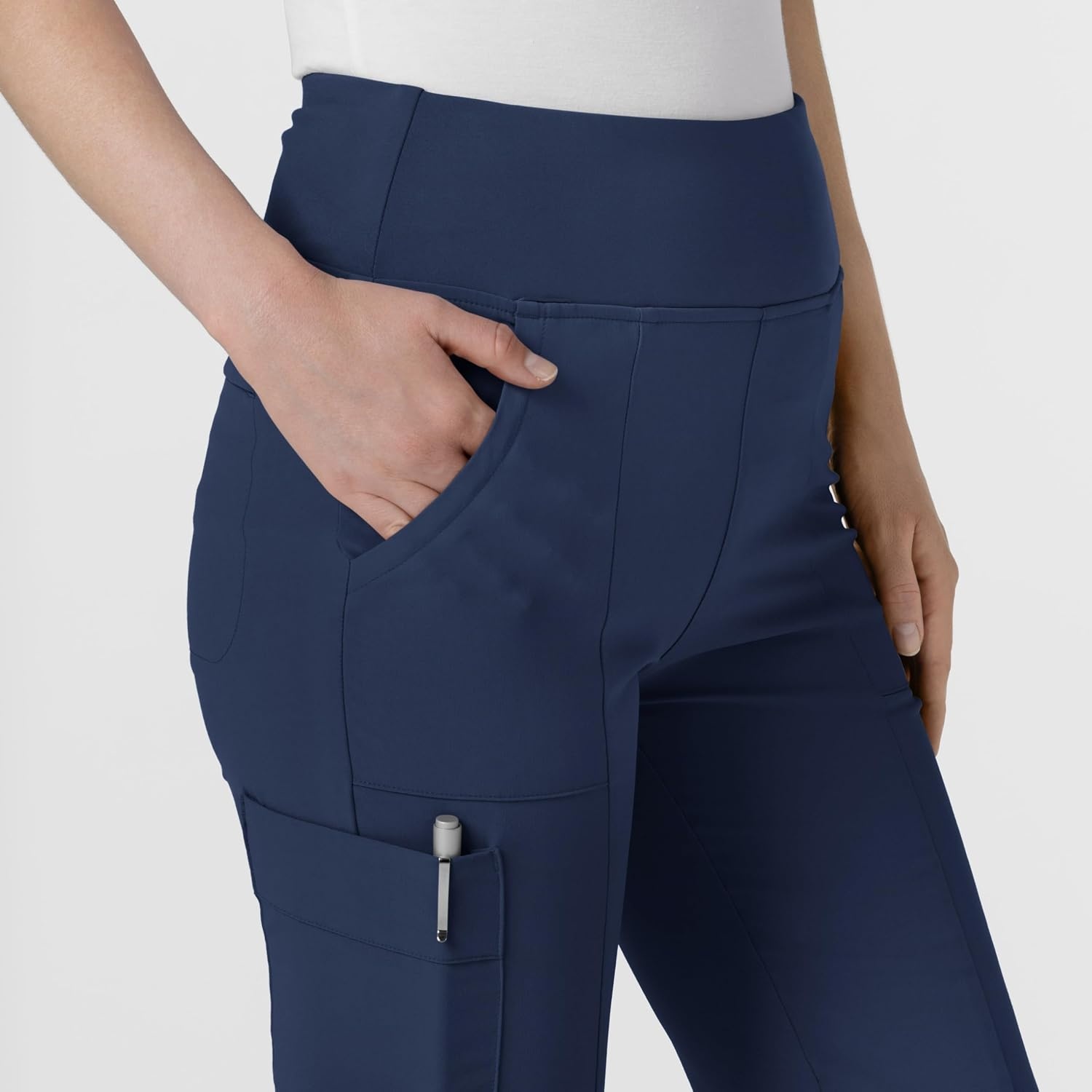 Wink Scrubs for Women, Renew, Cargo Flare Pants, with 7 Pockets(Navy)