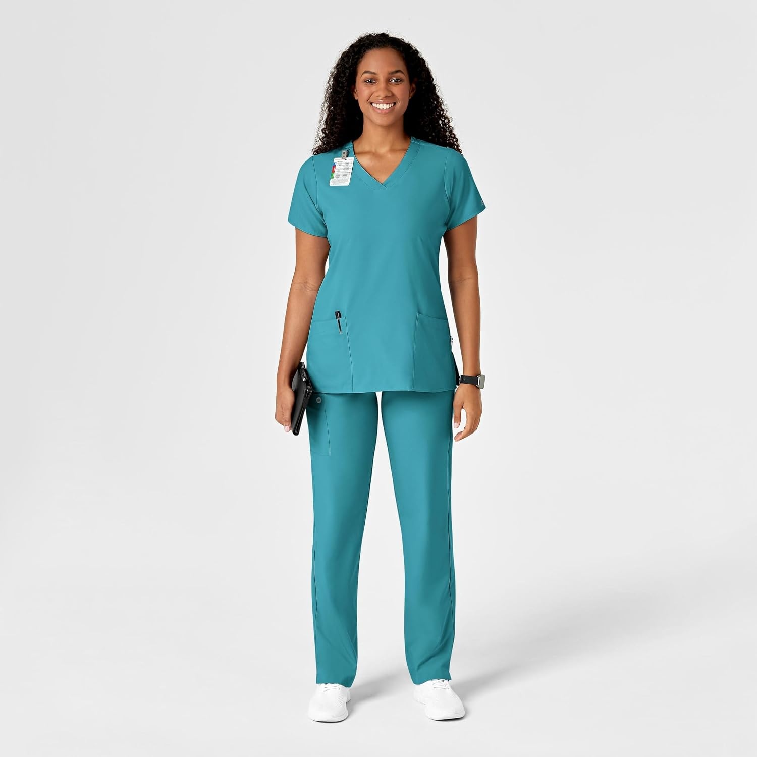 WonderWink W123 Women’s Drawstring Scrub Pant — Teal Blue, Large
