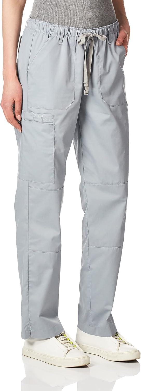 WonderWink Women’s Petite-Plus-Size Wonderwork Straight Leg Cargo Scrub Pant(Grey)