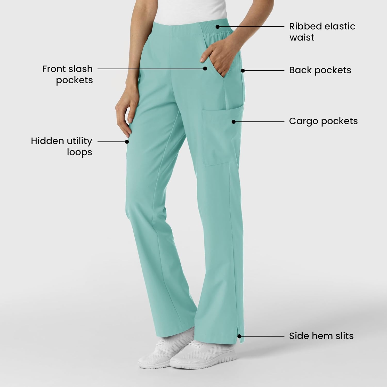 Wink Women’s Women’s Cargo Utility Scrub Pant(Turquoise)