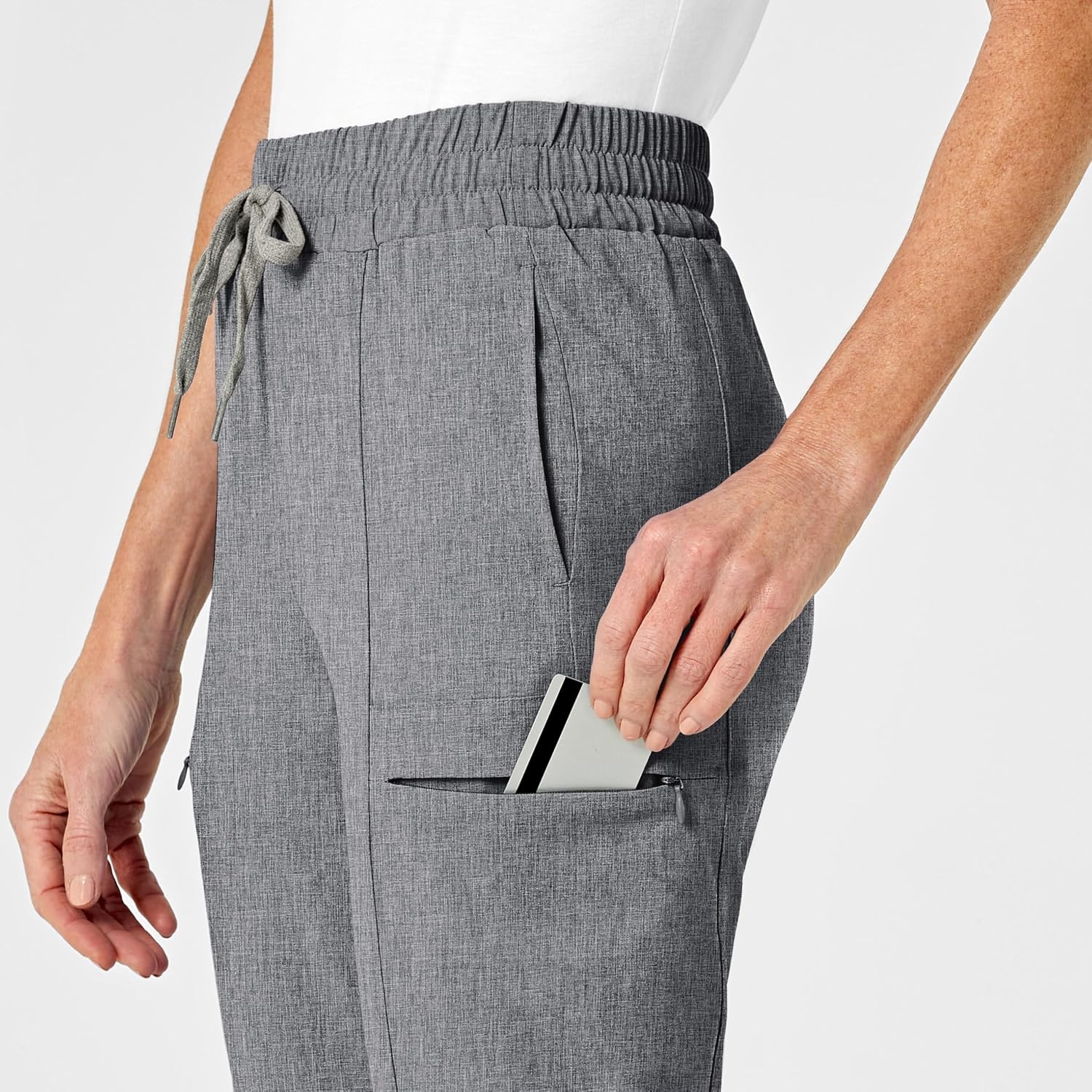 Wink Renew Women’s High Waist Slim Leg Scrub Pant(Grey Heather)