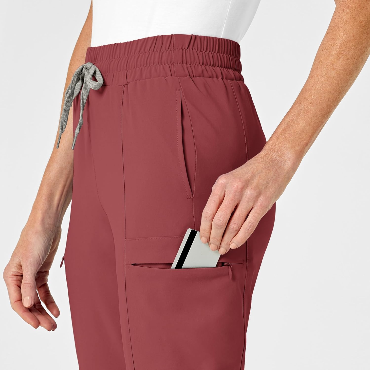 Wink Renew Women’s High Waist Slim Leg Scrub Pant(Ruby)