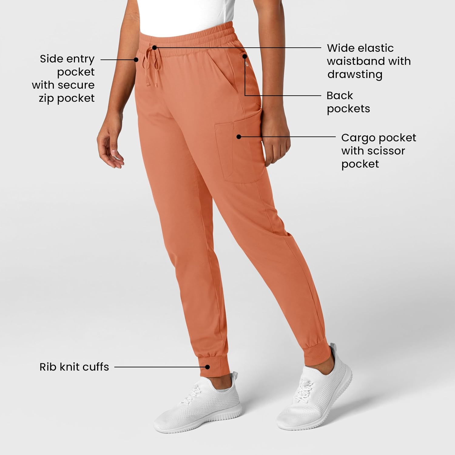 WonderWink Women’s Women’s Jogger Scrub Pant(Terracotta)