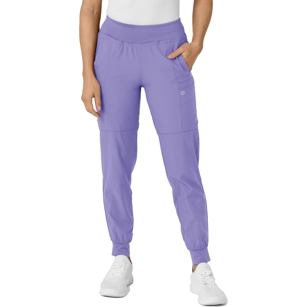 WINK Scrubs for Women, W123, Comfort Waist Cargo Joggers Pants with 8 Pockets(Iris Purple)