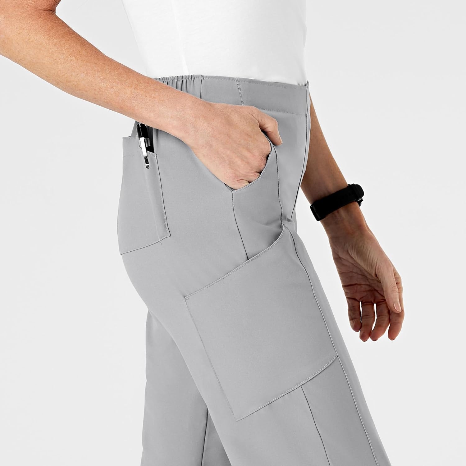 Wink W123 Women’s Flat Front Cargo Scrub Pant(Grey)