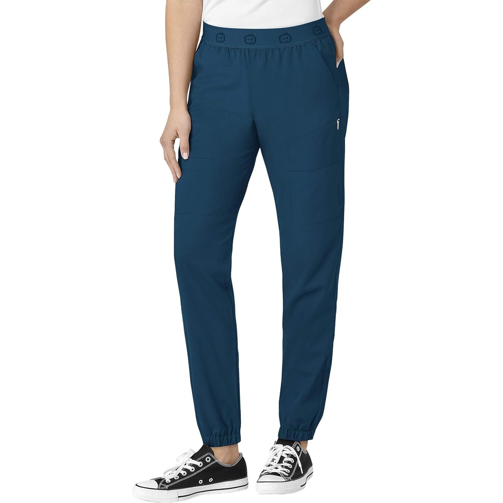 Wink Women’s Slim Cargo Jogger Pant | Womens Scrub Pant White Mid Rise(Caribbean Blue)