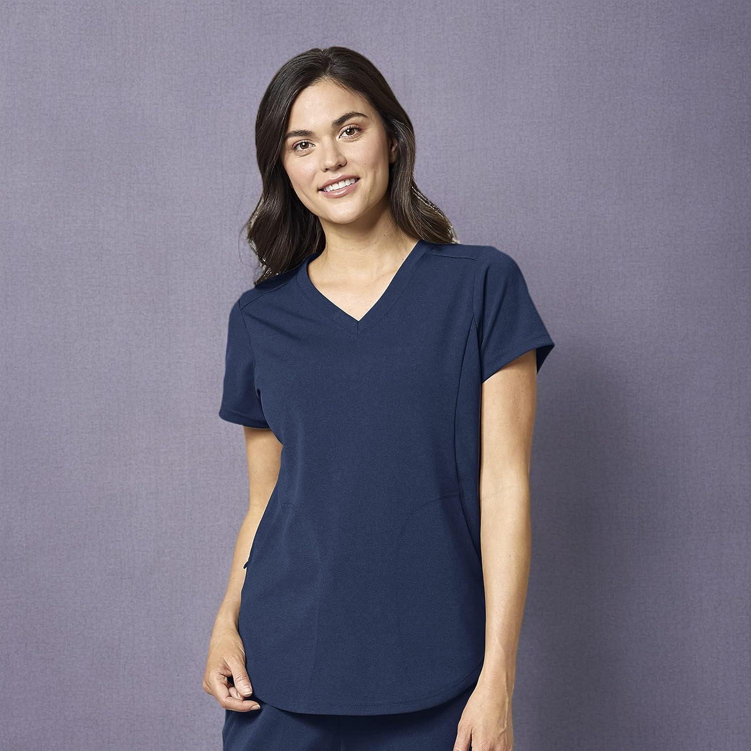 WonderWink Women’s Moto V-Neck Scrub Top(Navy)