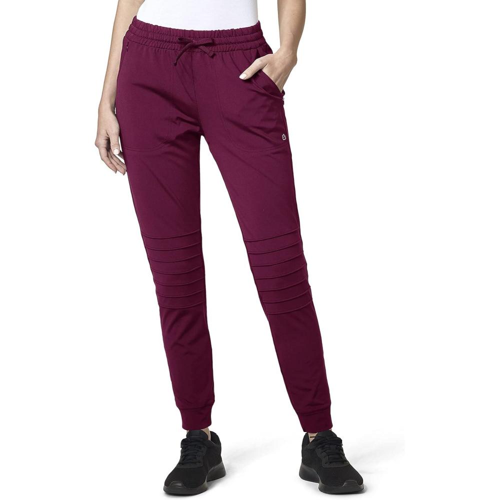 WonderWink Women’s Moto Jogger Scrub Pant(Wine)