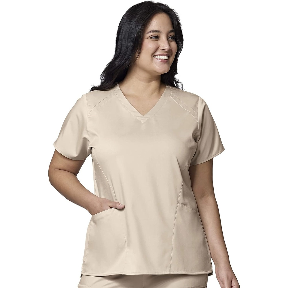 Wink PRO Women’s 4 Pocket V-Neck Scrub Top(Khaki)