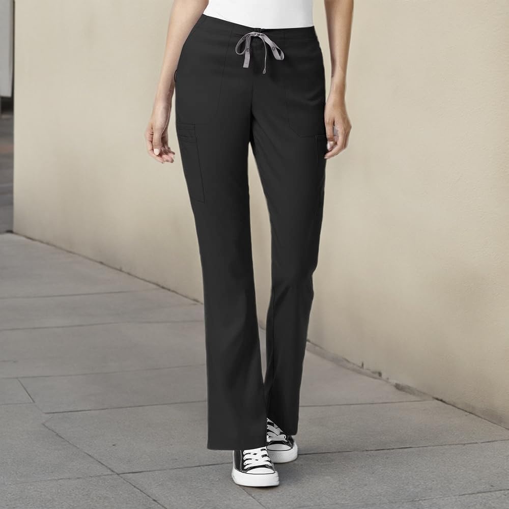 Wink Womens Moderate Flare Cargo Pant(Black)