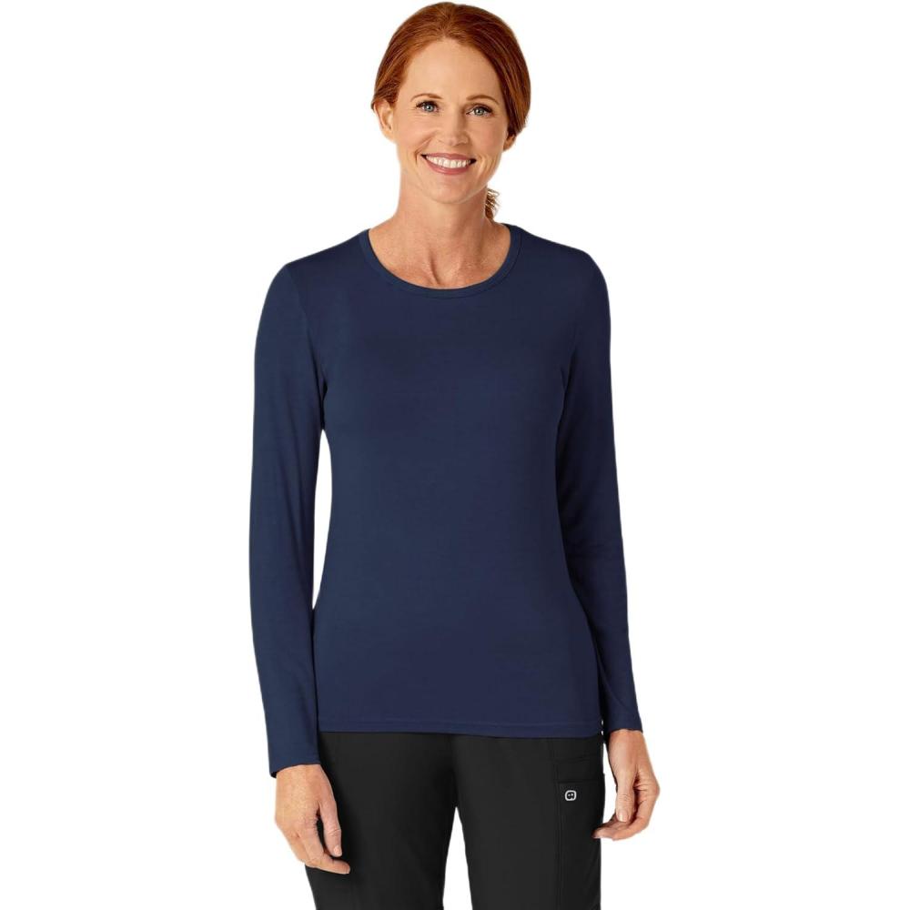 WonderWink Women’s Silky Long Sleeve Tee(Navy)