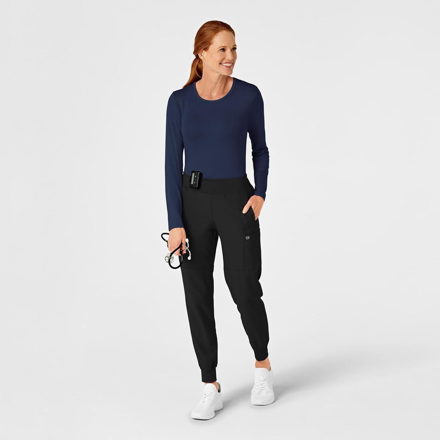 WonderWink Women’s Silky Long Sleeve Tee(Navy)