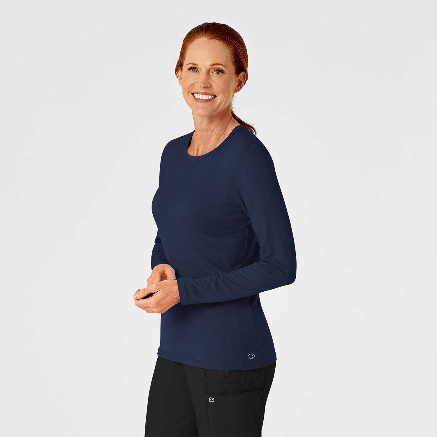 WonderWink Women’s Silky Long Sleeve Tee(Navy)