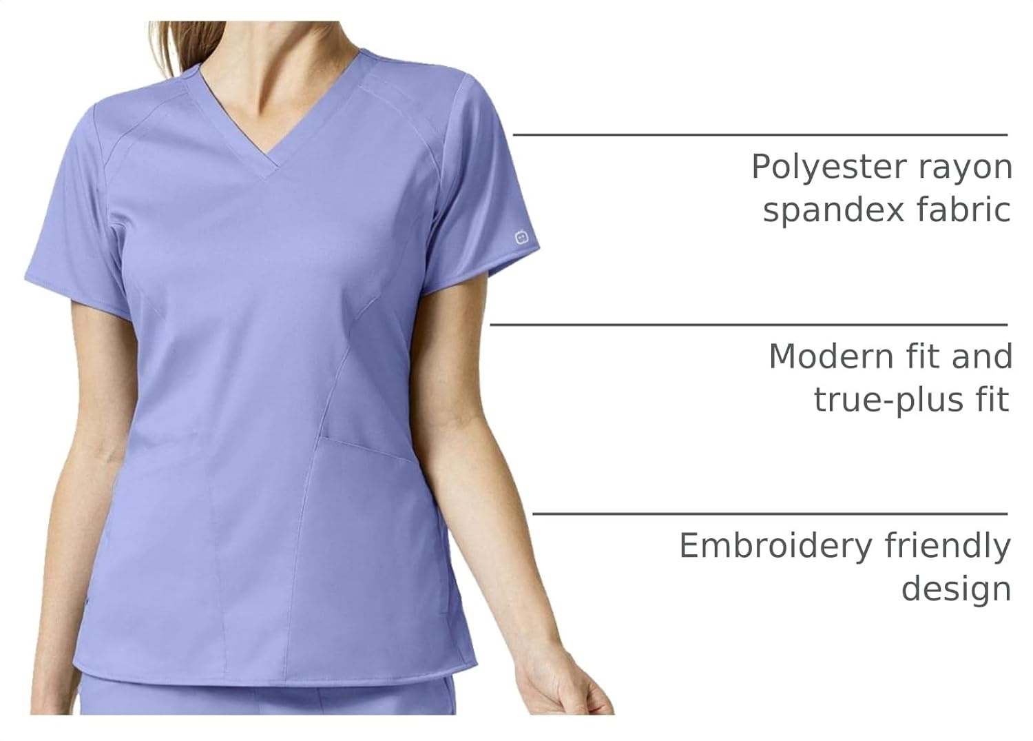Wink PRO Women’s 4 Pocket V-Neck Scrub Top(Ceil Blue)