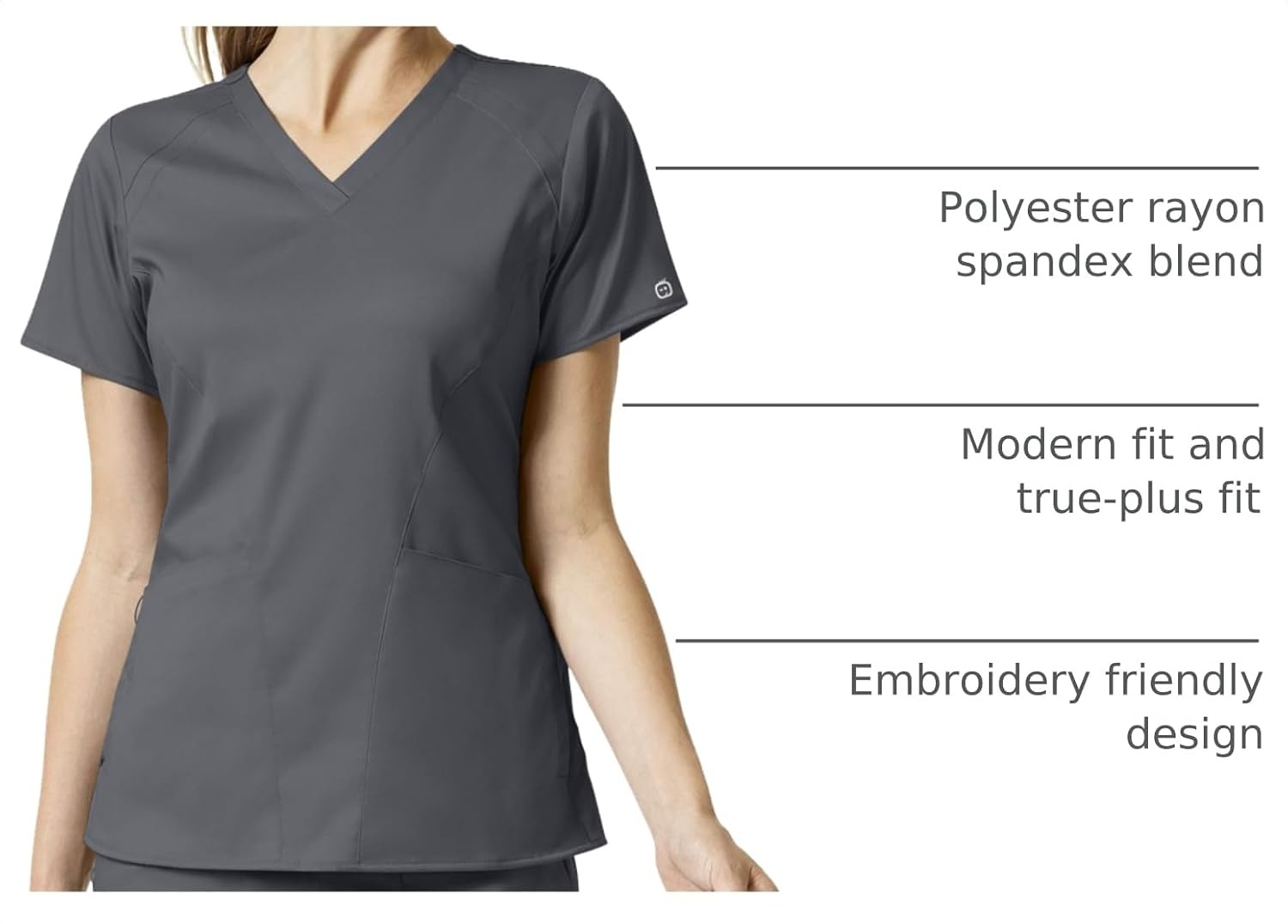 Wink PRO Women’s 4 Pocket V-Neck Scrub Top(Pewter)