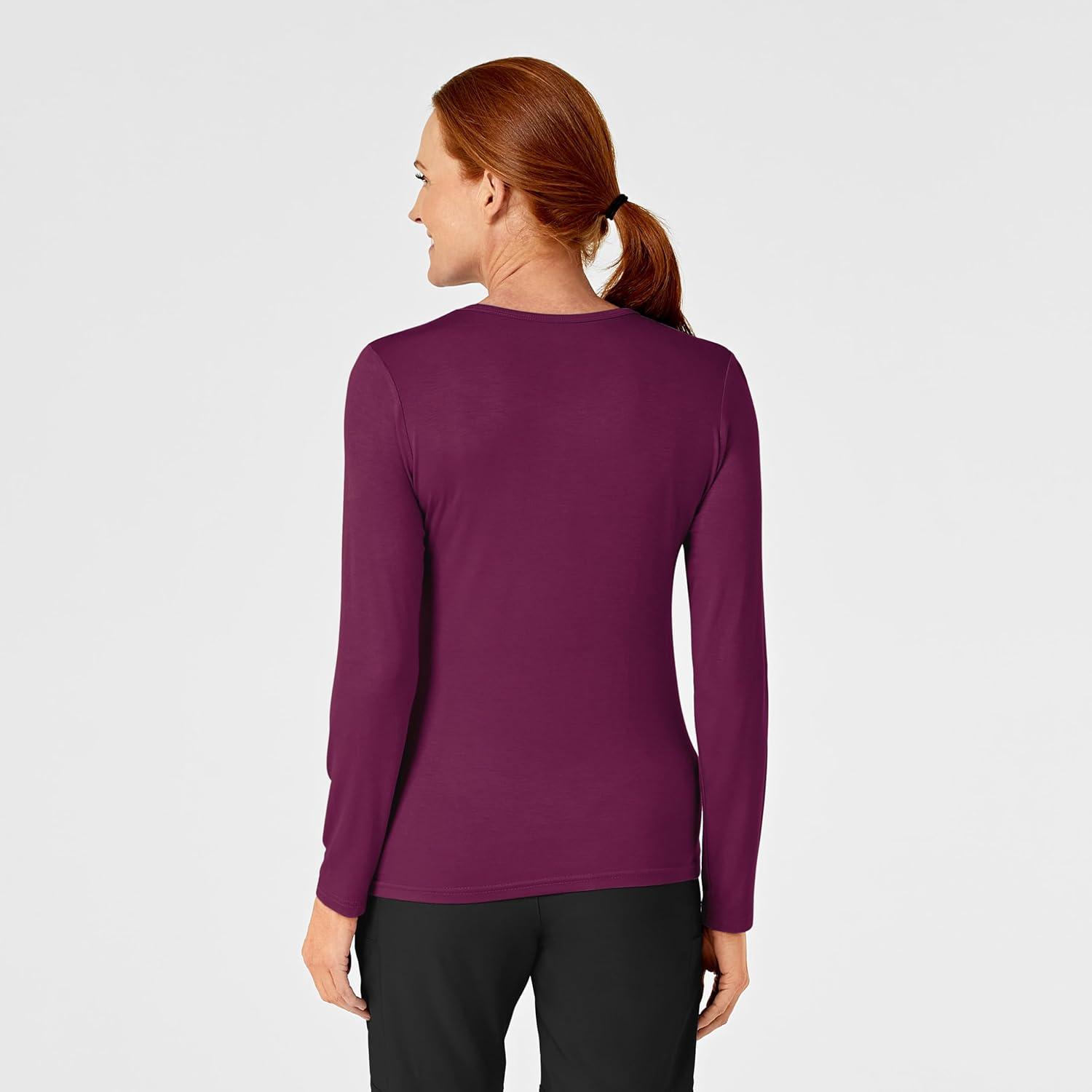 WonderWink Women’s Silky Long Sleeve Tee(Wine)
