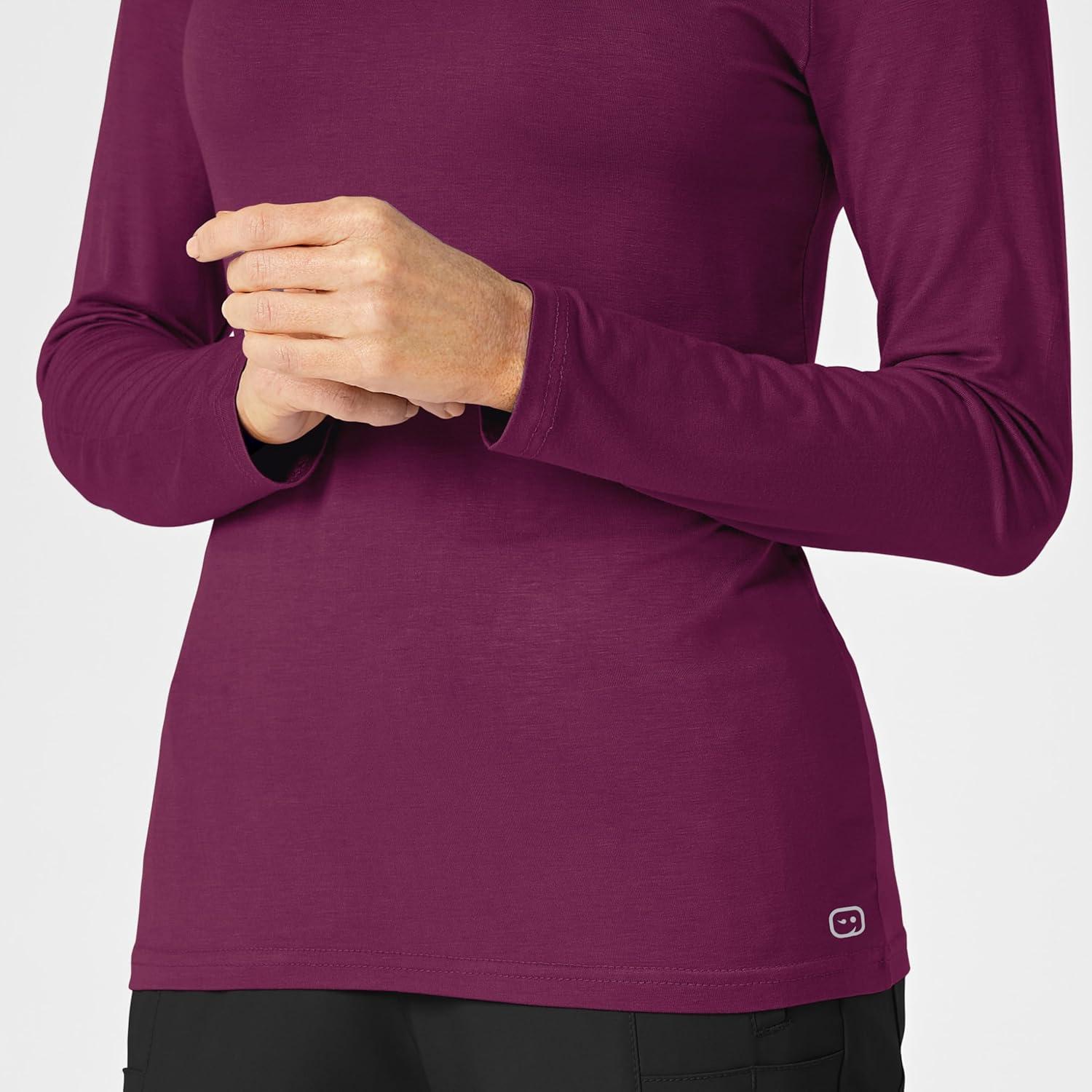 WonderWink Women’s Silky Long Sleeve Tee(Wine)
