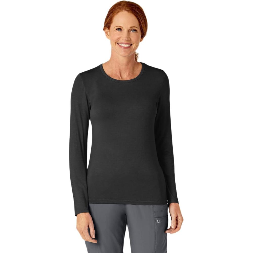 WonderWink Women’s Silky Long Sleeve Tee(Black)
