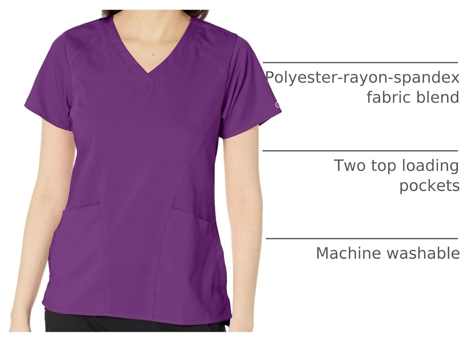 Wink PRO Women’s 4 Pocket V-Neck Scrub Top(Eggplant)
