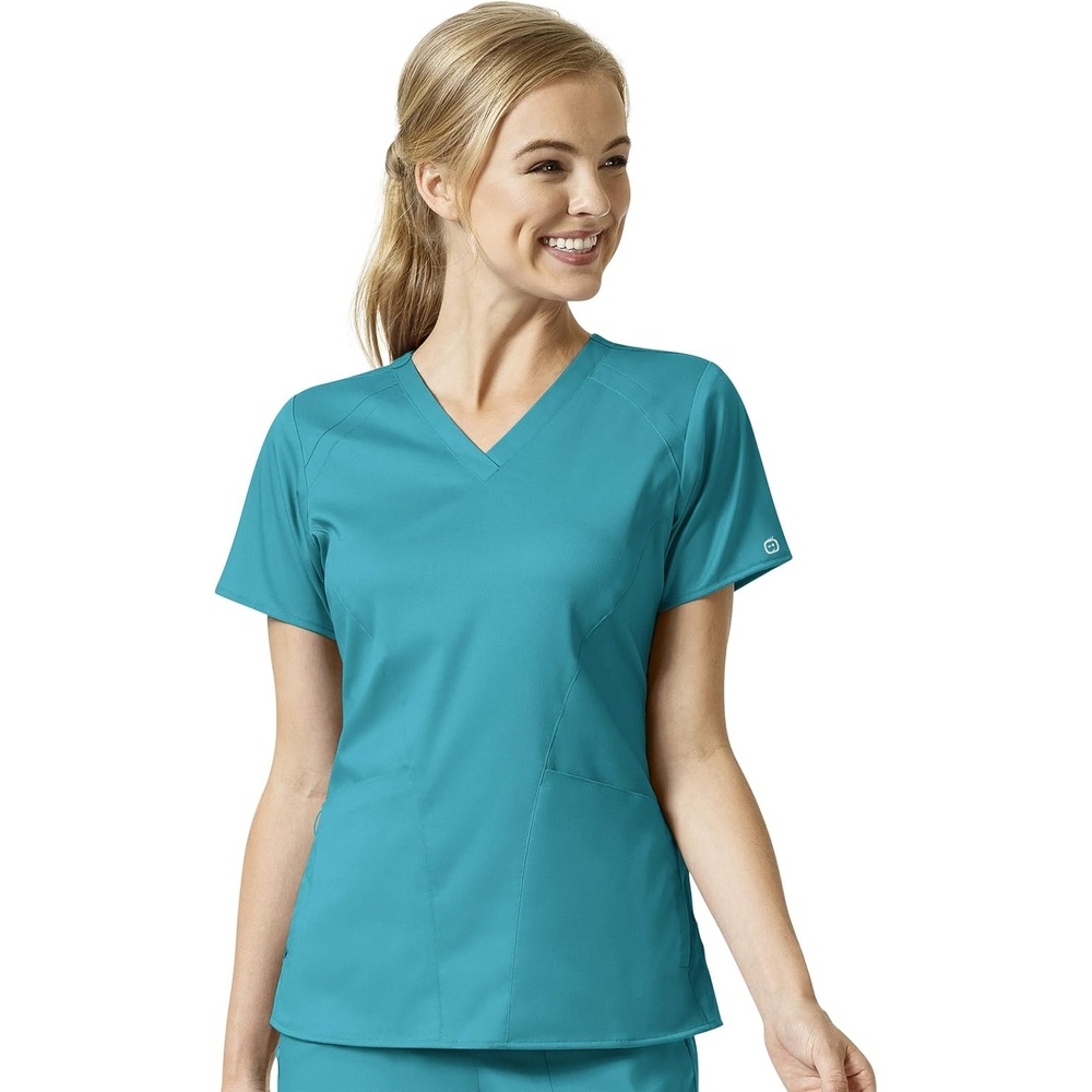 Wink PRO Women’s 4 Pocket V-Neck Scrub Top(Teal Blue)
