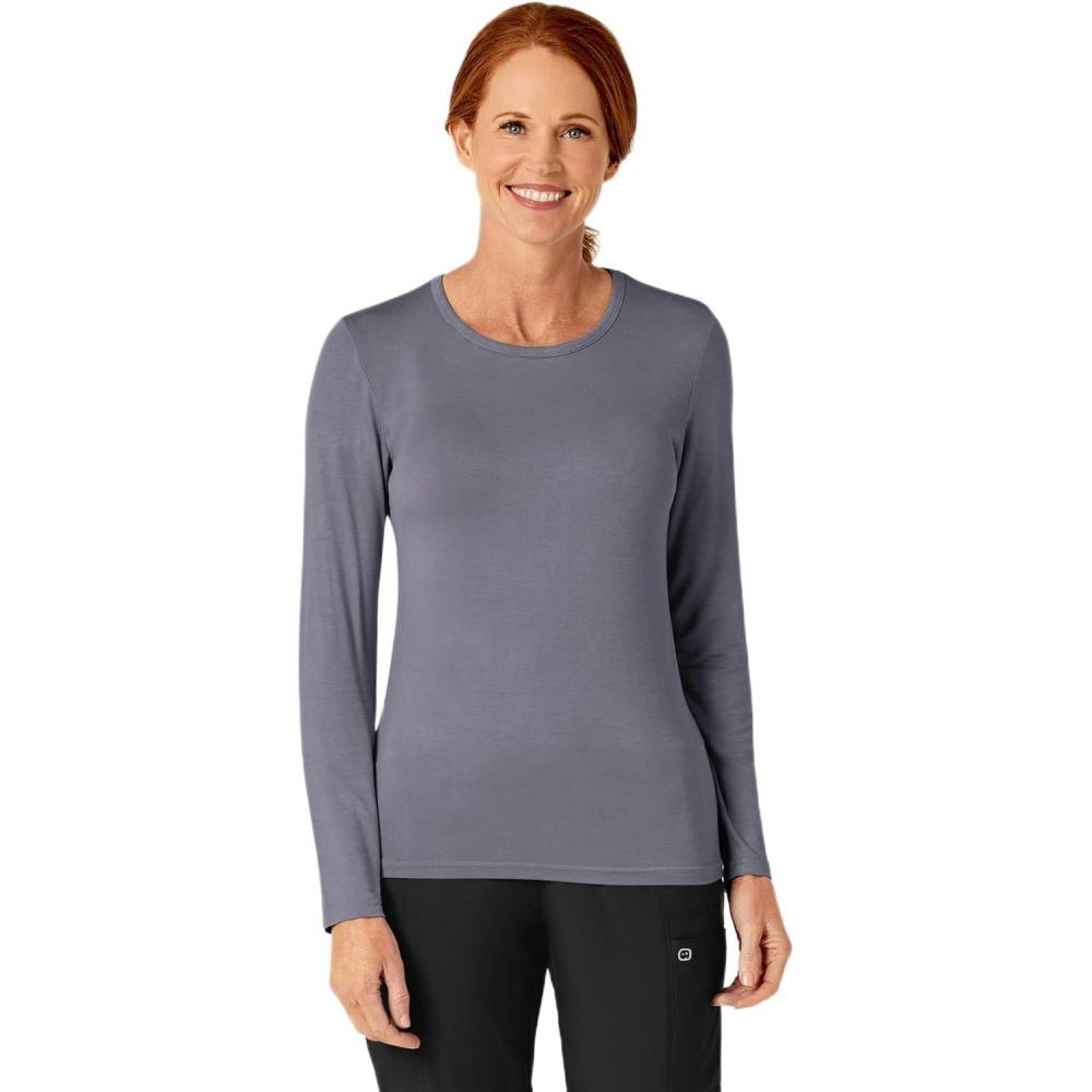 WonderWink Women’s Silky Long Sleeve Tee(Pewter)