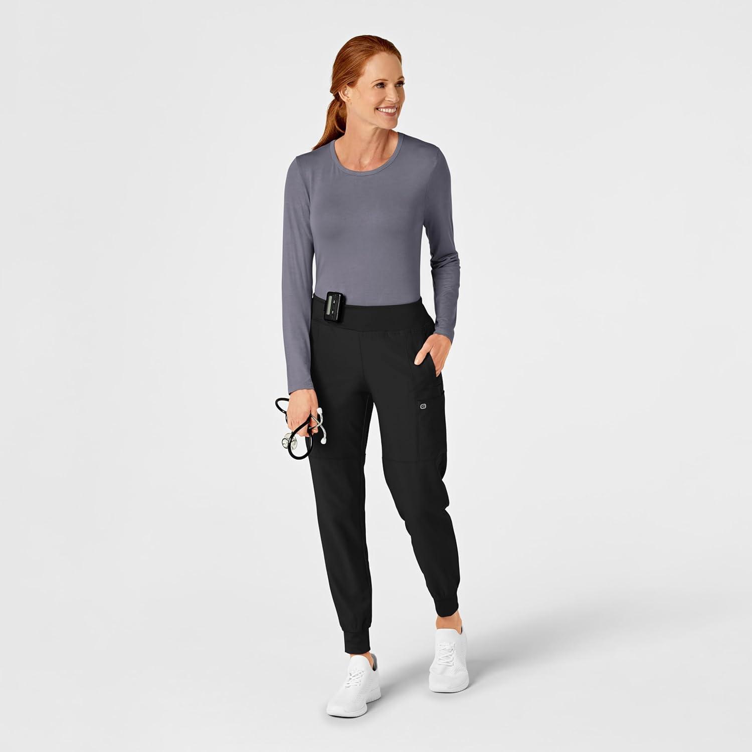 WonderWink Women’s Silky Long Sleeve Tee(Pewter)